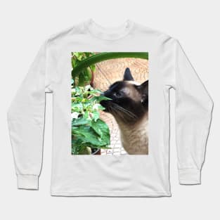 Vegan Siamese cat Long Sleeve T-Shirt